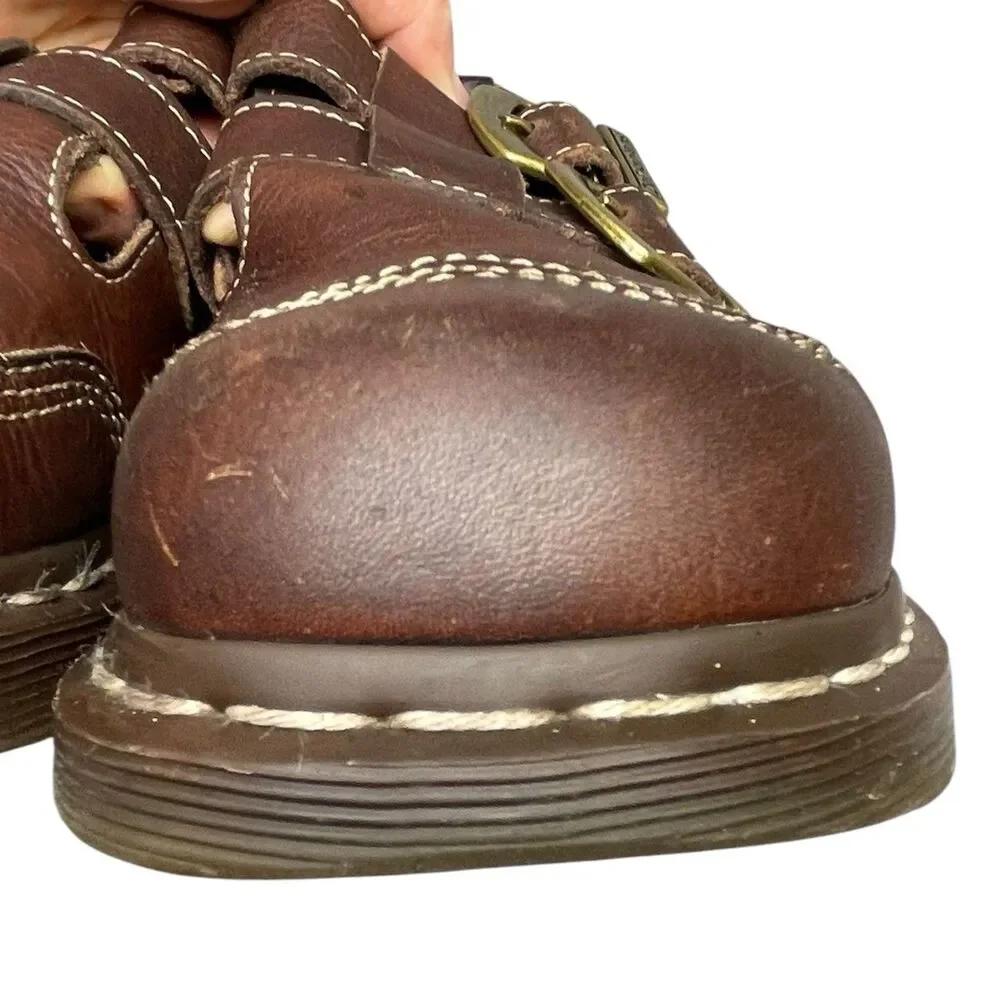 Vintage Brown Dr. Martens CATY 8065 style  Mary Jane Buckle Strap Fisherman US 8